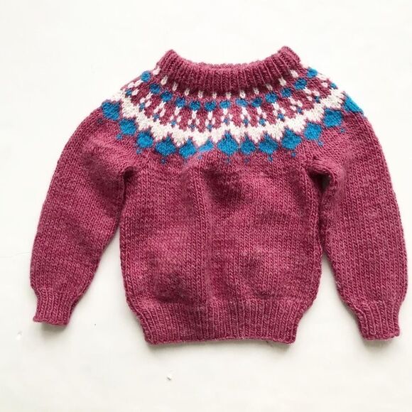Hand knit Nordic design sweater EUC fits like 6-7Y - Picture 1 of 5
